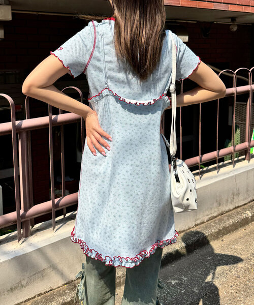 CIAOPANIC（チャオパニック）の「Tee付きフラワーワッフルチュニックキャミワンピース（ワンピース・レディース・ブルー/オフホワイト/ベージュ/グリーン/グリーン系その他/ブルー系その他/ホワイト系その他/ベージュ系その他/アイボリー/ネイビー・ONE SIZE）」の19枚目の写真