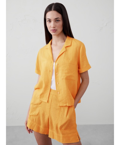 BANANA REPUBLIC FACTORY STORE（バナナリパブリック ファクトリーストア）の「BANANA REPUBLIC FACTORY STORE　　リネンブレンド半袖シャツ（シャツ/ブラウス・レディース・ホワイト/ベージュ/オレンジ/イエロー/グリーン/ホワイト系その他/ベージュ系その他/グリーン系その他/ホワイト系その他2・M/S/XS/L）」の9枚目の写真