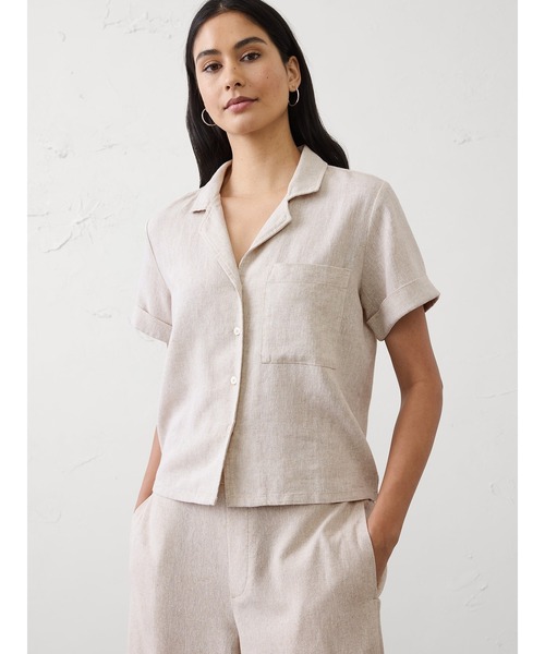 BANANA REPUBLIC FACTORY STORE（バナナリパブリック ファクトリーストア）の「BANANA REPUBLIC FACTORY STORE　　リネンブレンド半袖シャツ（シャツ/ブラウス・レディース・ホワイト/ベージュ/オレンジ/イエロー/グリーン/ホワイト系その他/ベージュ系その他/グリーン系その他/ホワイト系その他2・M/S/XS/L）」の6枚目の写真