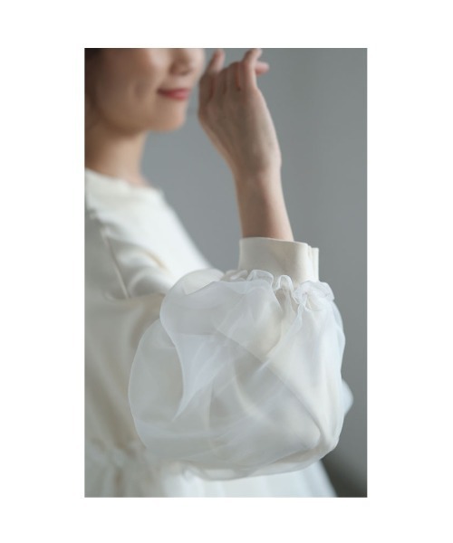 Sawa a la mode（サワアラモード）の「オーガンジー切り替えトップス（Tシャツ/カットソー・レディース・ブラック/ホワイト系その他・FREE）」の9枚目の写真