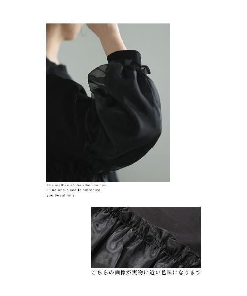 Sawa a la mode（サワアラモード）の「オーガンジー切り替えトップス（Tシャツ/カットソー・レディース・ブラック/ホワイト系その他・FREE）」の13枚目の写真