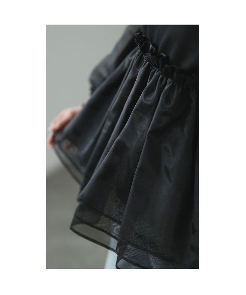 Sawa a la mode（サワアラモード）の「オーガンジー切り替えトップス（Tシャツ/カットソー・レディース・ブラック/ホワイト系その他・FREE）」の17枚目の写真