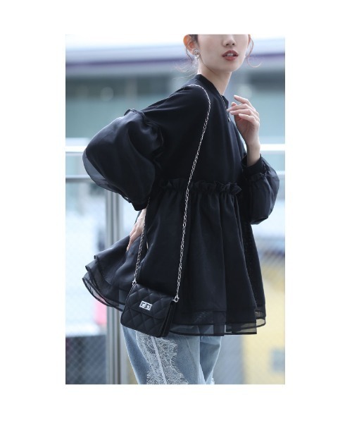 Sawa a la mode（サワアラモード）の「オーガンジー切り替えトップス（Tシャツ/カットソー・レディース・ブラック/ホワイト系その他・FREE）」の20枚目の写真
