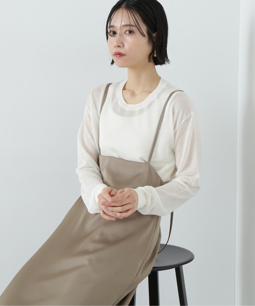 N.（N. Natural Beauty Basic）（エヌエヌナチュラルビューティーベーシック）の「シアープルオーバーニット（ニット/セーター・レディース・オフホワイト/パープル/ブラック・MEDIUM）」の2枚目の写真