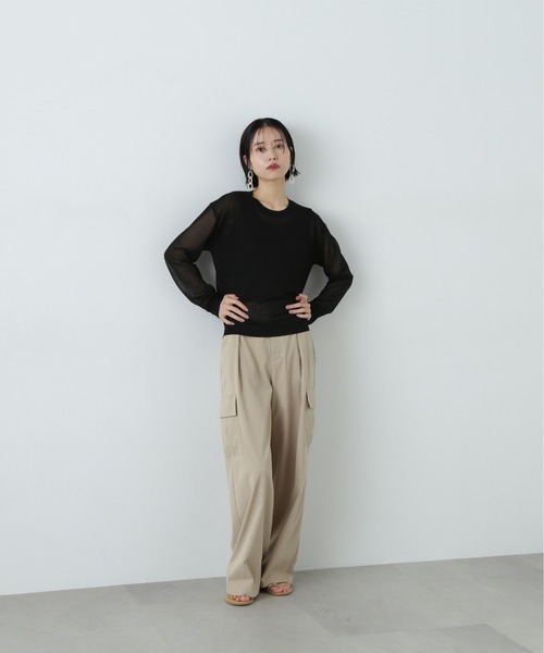 N.（N. Natural Beauty Basic）（エヌエヌナチュラルビューティーベーシック）の「シアープルオーバーニット（ニット/セーター・レディース・オフホワイト/パープル/ブラック・MEDIUM）」の19枚目の写真