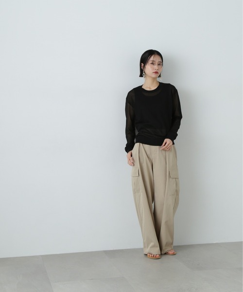 N.（N. Natural Beauty Basic）（エヌエヌナチュラルビューティーベーシック）の「シアープルオーバーニット（ニット/セーター・レディース・オフホワイト/パープル/ブラック・MEDIUM）」の20枚目の写真