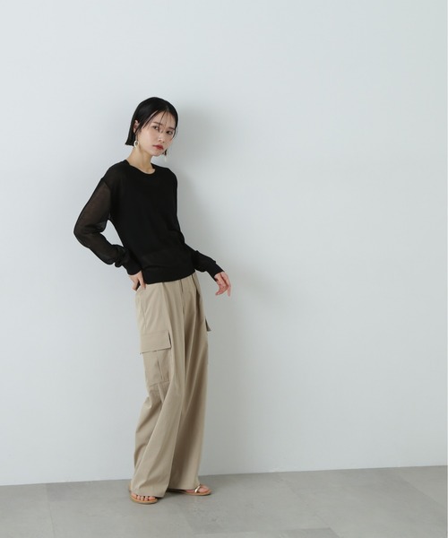 N.（N. Natural Beauty Basic）（エヌエヌナチュラルビューティーベーシック）の「シアープルオーバーニット（ニット/セーター・レディース・オフホワイト/パープル/ブラック・MEDIUM）」の21枚目の写真