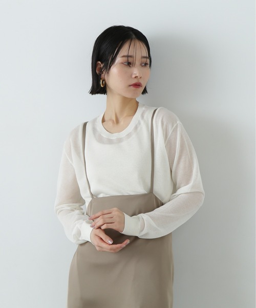 N.（N. Natural Beauty Basic）（エヌエヌナチュラルビューティーベーシック）の「シアープルオーバーニット（ニット/セーター・レディース・オフホワイト/パープル/ブラック・MEDIUM）」の15枚目の写真