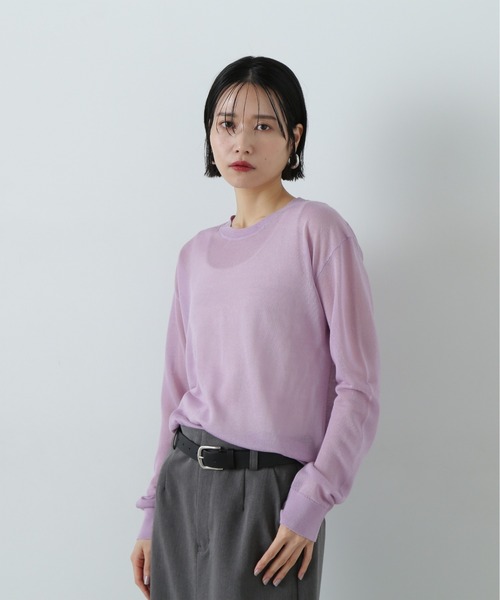 N.（N. Natural Beauty Basic）（エヌエヌナチュラルビューティーベーシック）の「シアープルオーバーニット（ニット/セーター・レディース・オフホワイト/パープル/ブラック・MEDIUM）」の22枚目の写真