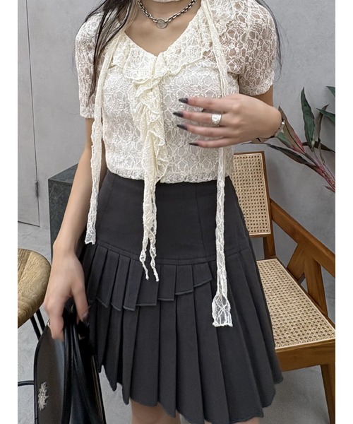 EVRIS（エヴリス）の「チョーカーレーストップス（Tシャツ/カットソー・レディース・イエロー/ブラック/ホワイト/ブルー・FREE）」の20枚目の写真