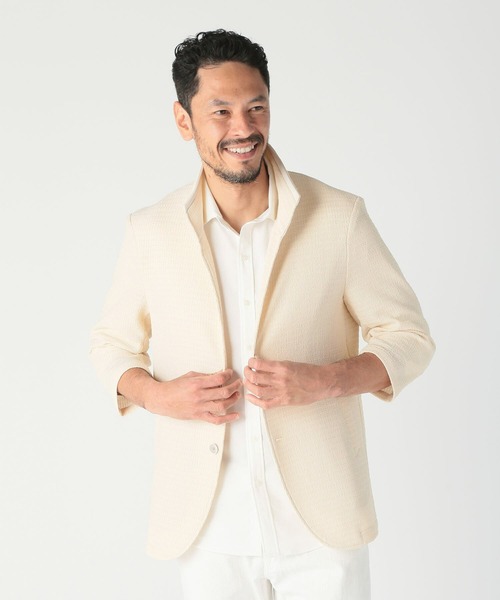 MEN'S BIGI（メンズビギ）の「トリコットジャージ素材カットジャケット（その他アウター・メンズ・ベージュ/ネイビー/サックスブルー・03/02/01/04）」の4枚目の写真
