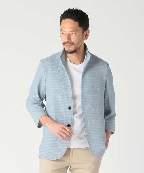 MEN'S BIGI（メンズビギ）の「トリコットジャージ素材カットジャケット（その他アウター・メンズ・ベージュ/ネイビー/サックスブルー・03/02/01/04）」の6枚目の写真