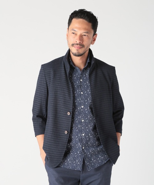 MEN'S BIGI（メンズビギ）の「トリコットジャージ素材カットジャケット（その他アウター・メンズ・ベージュ/ネイビー/サックスブルー・03/02/01/04）」の7枚目の写真