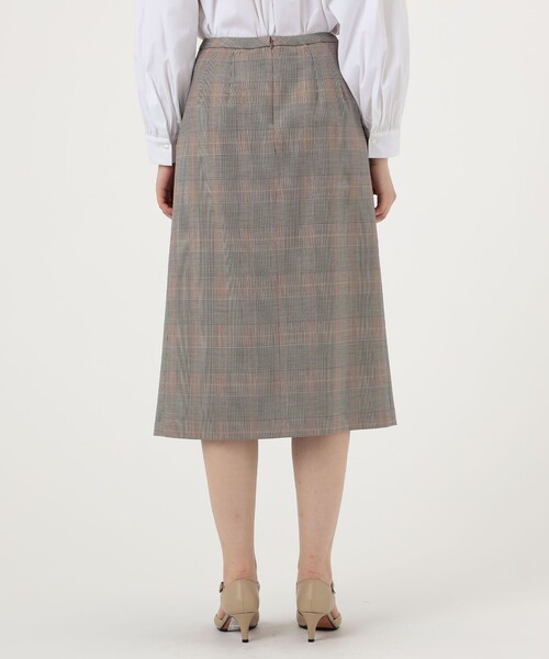 セール】マルチグレンチェック アシンメトリープリーツスカート