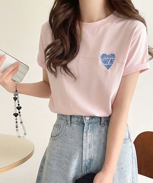 classicalelf(クラシカルエルフ)の「大人のこなれたシンプルスタイル。タックデザインハート刺繍Tシャツ(半袖)(Tシャツ/カットソー・レディース・アイボリー/オフホワイト/ピンク/チャコール・X-LARGE/LARGE/MEDIUM/SMALL)」の11枚目の写真