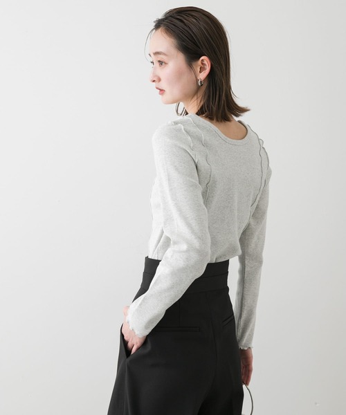 SENSE OF PLACE by URBAN RESEARCH（センスオブプレイスバイアーバンリサーチ）の「ヘンリーネックリブトップ（Tシャツ/カットソー・レディース・オートミール/ネイビー/ピンク・ONE）」の5枚目の写真