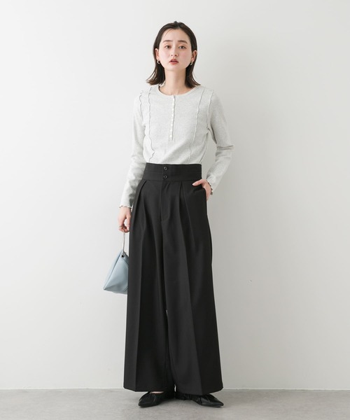 SENSE OF PLACE by URBAN RESEARCH（センスオブプレイスバイアーバンリサーチ）の「ヘンリーネックリブトップ（Tシャツ/カットソー・レディース・オートミール/ネイビー/ピンク・ONE）」の7枚目の写真