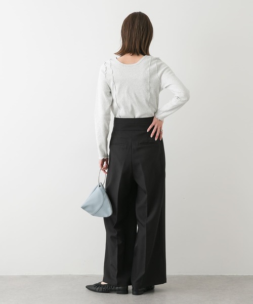 SENSE OF PLACE by URBAN RESEARCH（センスオブプレイスバイアーバンリサーチ）の「ヘンリーネックリブトップ（Tシャツ/カットソー・レディース・オートミール/ネイビー/ピンク・ONE）」の8枚目の写真