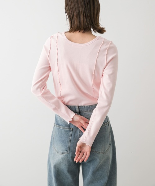 SENSE OF PLACE by URBAN RESEARCH（センスオブプレイスバイアーバンリサーチ）の「ヘンリーネックリブトップ（Tシャツ/カットソー・レディース・オートミール/ネイビー/ピンク・ONE）」の9枚目の写真