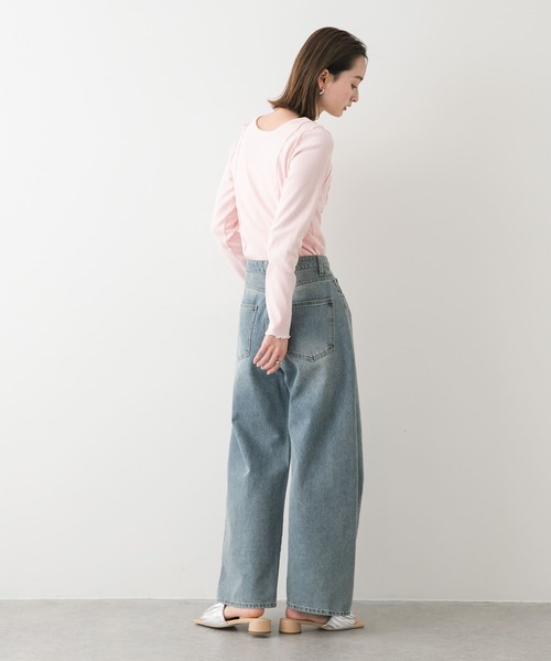 SENSE OF PLACE by URBAN RESEARCH（センスオブプレイスバイアーバンリサーチ）の「ヘンリーネックリブトップ（Tシャツ/カットソー・レディース・オートミール/ネイビー/ピンク・ONE）」の13枚目の写真