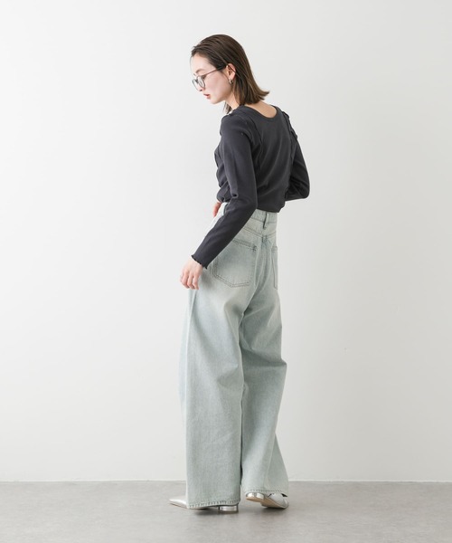 SENSE OF PLACE by URBAN RESEARCH（センスオブプレイスバイアーバンリサーチ）の「ヘンリーネックリブトップ（Tシャツ/カットソー・レディース・オートミール/ネイビー/ピンク・ONE）」の20枚目の写真