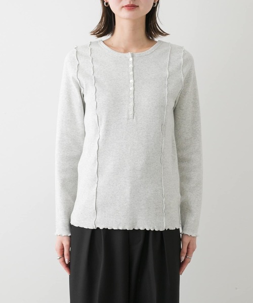 SENSE OF PLACE by URBAN RESEARCH（センスオブプレイスバイアーバンリサーチ）の「ヘンリーネックリブトップ（Tシャツ/カットソー・レディース・オートミール/ネイビー/ピンク・ONE）」の21枚目の写真