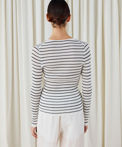 セール】コットンアセテートリブ クルーネックプルオーバー（ニット