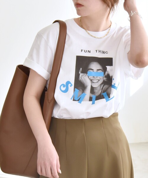 tシャツ ANGE IN DISGUISE:「手洗い可能」コットン フォト ＆ ロゴ TEE レディース SHIPS｜ANGE IN DISGUISE:<手洗い可能>コットン フォト & ロゴ