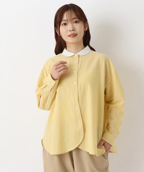 one'sterrace(ワンズテラス)の「丸襟 クレリックシャツ(シャツ/ブラウス・レディース・ライトグレー系8/ブルー系その他7/イエロー系8・02)」の3枚目の写真