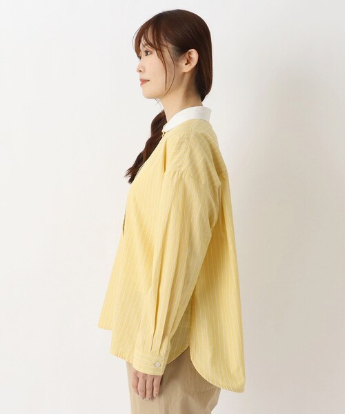 one'sterrace(ワンズテラス)の「丸襟 クレリックシャツ(シャツ/ブラウス・レディース・ライトグレー系8/ブルー系その他7/イエロー系8・02)」の5枚目の写真