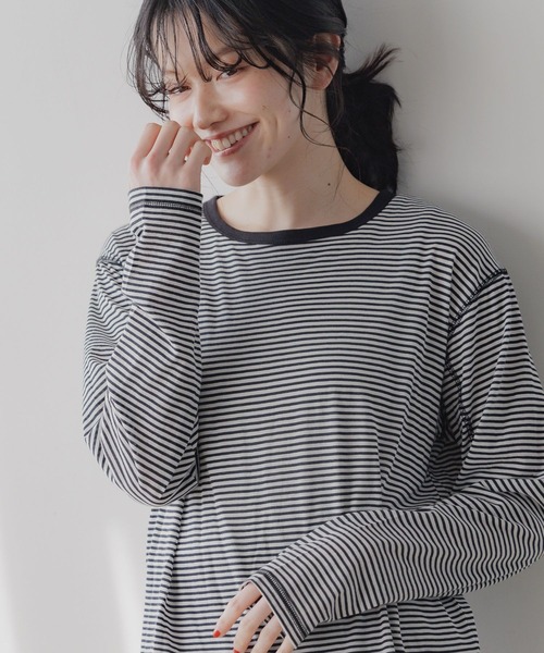 セール】コットンナイロンシアーベーシックTシャツ（Tシャツ