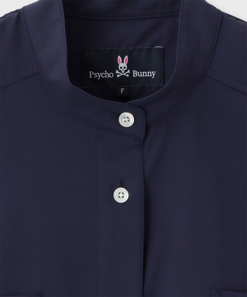 Psycho Bunny（サイコバニー）の「[WOMEN]フレンチスリーブ バンドカラーシャツ（シャツ/ブラウス・レディース・ネイビー/ホワイト・FREE）」の12枚目の写真