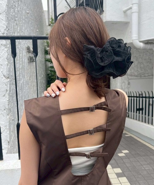 【原価ぶっ壊し割引】ラージヘアバレッタ ボリューム シアー フリル バレッタ(バレッタ/ヘアクリップ