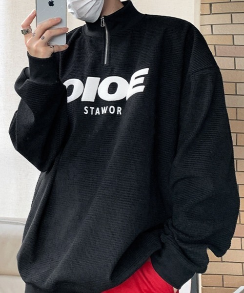 NOWLE（ノウル）の「【NOWLE】ハーフジップ リブ付き ワッフル プルオーバー（スウェット・メンズ・ブラック/オフホワイト/グレー・MEDIUM/LARGE/X-LARGE）」の8枚目の写真