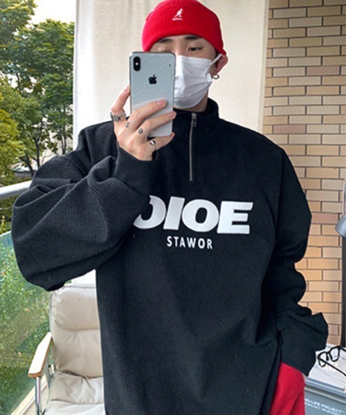 NOWLE（ノウル）の「【NOWLE】ハーフジップ リブ付き ワッフル プルオーバー（スウェット・メンズ・ブラック/オフホワイト/グレー・MEDIUM/LARGE/X-LARGE）」の10枚目の写真