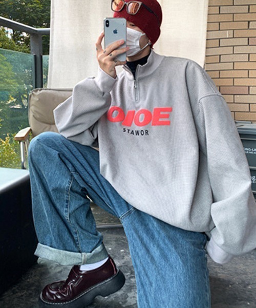 NOWLE（ノウル）の「【NOWLE】ハーフジップ リブ付き ワッフル プルオーバー（スウェット・メンズ・ブラック/オフホワイト/グレー・MEDIUM/LARGE/X-LARGE）」の12枚目の写真