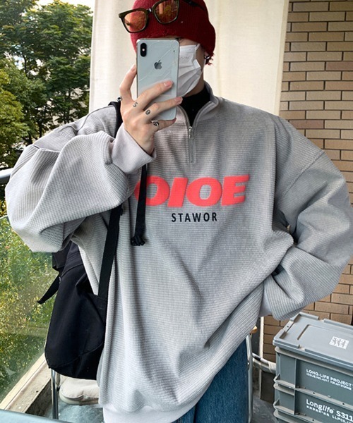 NOWLE（ノウル）の「【NOWLE】ハーフジップ リブ付き ワッフル プルオーバー（スウェット・メンズ・ブラック/オフホワイト/グレー・MEDIUM/LARGE/X-LARGE）」の14枚目の写真