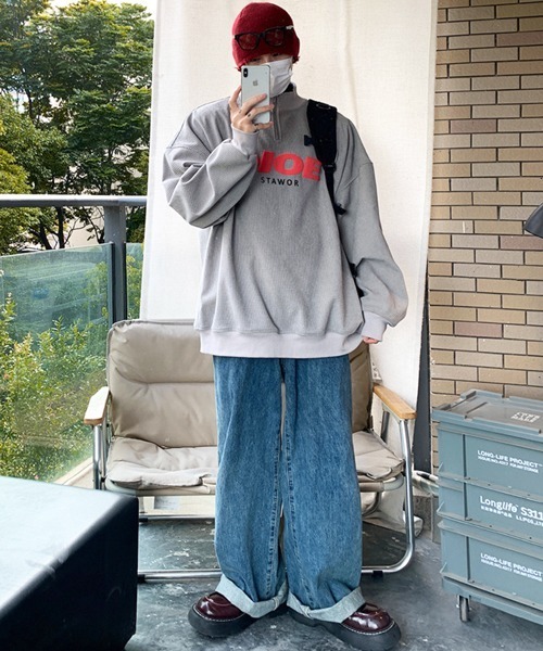 NOWLE（ノウル）の「【NOWLE】ハーフジップ リブ付き ワッフル プルオーバー（スウェット・メンズ・ブラック/オフホワイト/グレー・MEDIUM/LARGE/X-LARGE）」の15枚目の写真