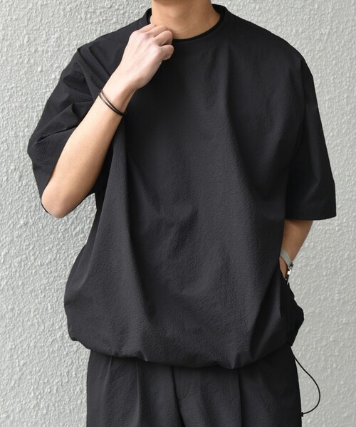 SHIPS any（シップス エニィ）の「SHIPS any:〈撥水/軽量/ストレッチ〉SOLOTEX(R) シアサッカー スピンドル Tシャツ(セットアップ対応)25SS◇（Tシャツ/カットソー・メンズ・ブラック/その他/ブラウン/ネイビー・SMALL/MEDIUM/LARGE）」の7枚目の写真