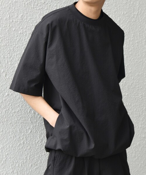 SHIPS any（シップス エニィ）の「SHIPS any:〈撥水/軽量/ストレッチ〉SOLOTEX(R) シアサッカー スピンドル Tシャツ(セットアップ対応)25SS◇（Tシャツ/カットソー・メンズ・ブラック/その他/ブラウン/ネイビー・SMALL/MEDIUM/LARGE）」の8枚目の写真