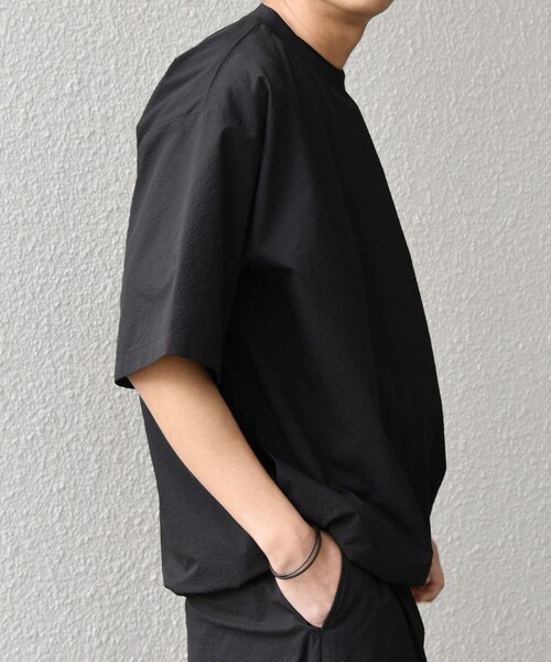 SHIPS any（シップス エニィ）の「SHIPS any:〈撥水/軽量/ストレッチ〉SOLOTEX(R) シアサッカー スピンドル Tシャツ(セットアップ対応)25SS◇（Tシャツ/カットソー・メンズ・ブラック/その他/ブラウン/ネイビー・SMALL/MEDIUM/LARGE）」の9枚目の写真