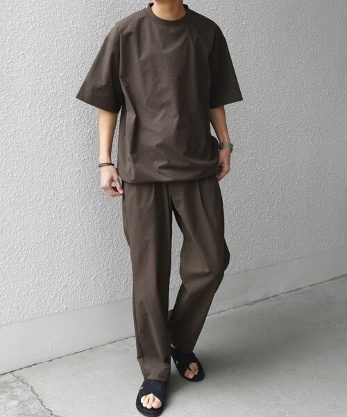 SHIPS any（シップス エニィ）の「SHIPS any:〈撥水/軽量/ストレッチ〉SOLOTEX(R) シアサッカー スピンドル Tシャツ(セットアップ対応)25SS◇（Tシャツ/カットソー・メンズ・ブラック/その他/ブラウン/ネイビー・SMALL/MEDIUM/LARGE）」の10枚目の写真