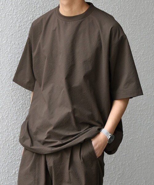 SHIPS any（シップス エニィ）の「SHIPS any:〈撥水/軽量/ストレッチ〉SOLOTEX(R) シアサッカー スピンドル Tシャツ(セットアップ対応)25SS◇（Tシャツ/カットソー・メンズ・ブラック/その他/ブラウン/ネイビー・SMALL/MEDIUM/LARGE）」の13枚目の写真