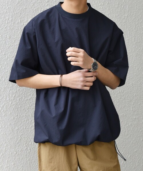 SHIPS any（シップス エニィ）の「SHIPS any:〈撥水/軽量/ストレッチ〉SOLOTEX(R) シアサッカー スピンドル Tシャツ(セットアップ対応)25SS◇（Tシャツ/カットソー・メンズ・ブラック/その他/ブラウン/ネイビー・SMALL/MEDIUM/LARGE）」の17枚目の写真