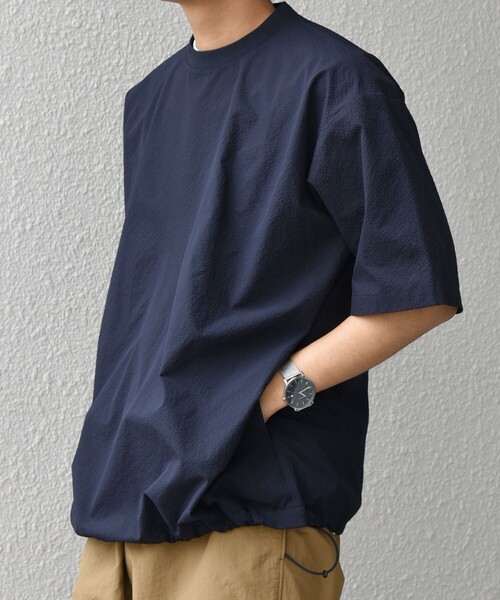 SHIPS any（シップス エニィ）の「SHIPS any:〈撥水/軽量/ストレッチ〉SOLOTEX(R) シアサッカー スピンドル Tシャツ(セットアップ対応)25SS◇（Tシャツ/カットソー・メンズ・ブラック/その他/ブラウン/ネイビー・SMALL/MEDIUM/LARGE）」の18枚目の写真