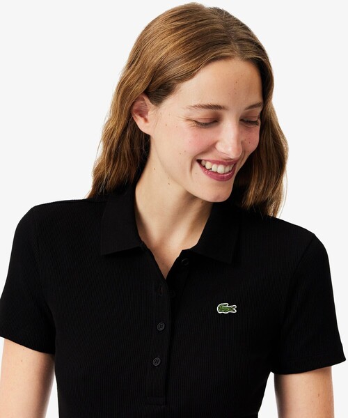 LACOSTE（ラコステ）の「タイトフィットリブニットポロシャツ（ポロシャツ・レディース・ホワイト/ブラック/グレイッシュブルー・40/38/36/34）」の7枚目の写真