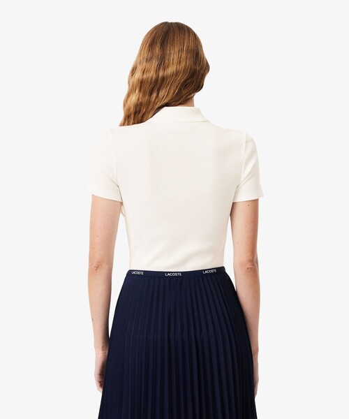 LACOSTE（ラコステ）の「タイトフィットリブニットポロシャツ（ポロシャツ・レディース・ホワイト/ブラック/グレイッシュブルー・40/38/36/34）」の21枚目の写真