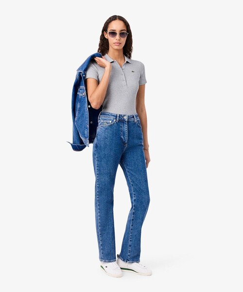 LACOSTE（ラコステ）の「タイトフィットリブニットポロシャツ（ポロシャツ・レディース・ホワイト/ブラック/グレイッシュブルー・40/38/36/34）」の13枚目の写真