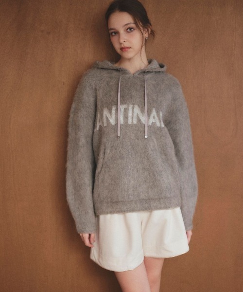 LANTINAM（ランティナム）の「【ユニセックス】LM Knit Parker-ニットパーカー（パーカー・レディース・ピンク/グレー・FREE）」の2枚目の写真
