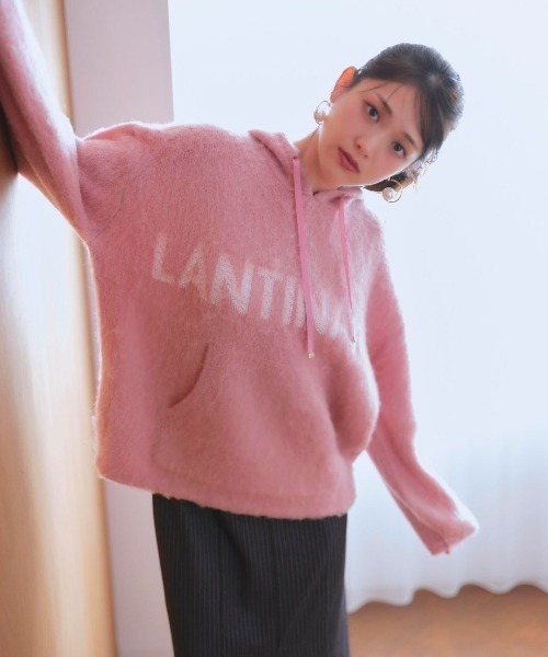 LANTINAM（ランティナム）の「【ユニセックス】LM Knit Parker-ニットパーカー（パーカー・レディース・ピンク/グレー・FREE）」の7枚目の写真